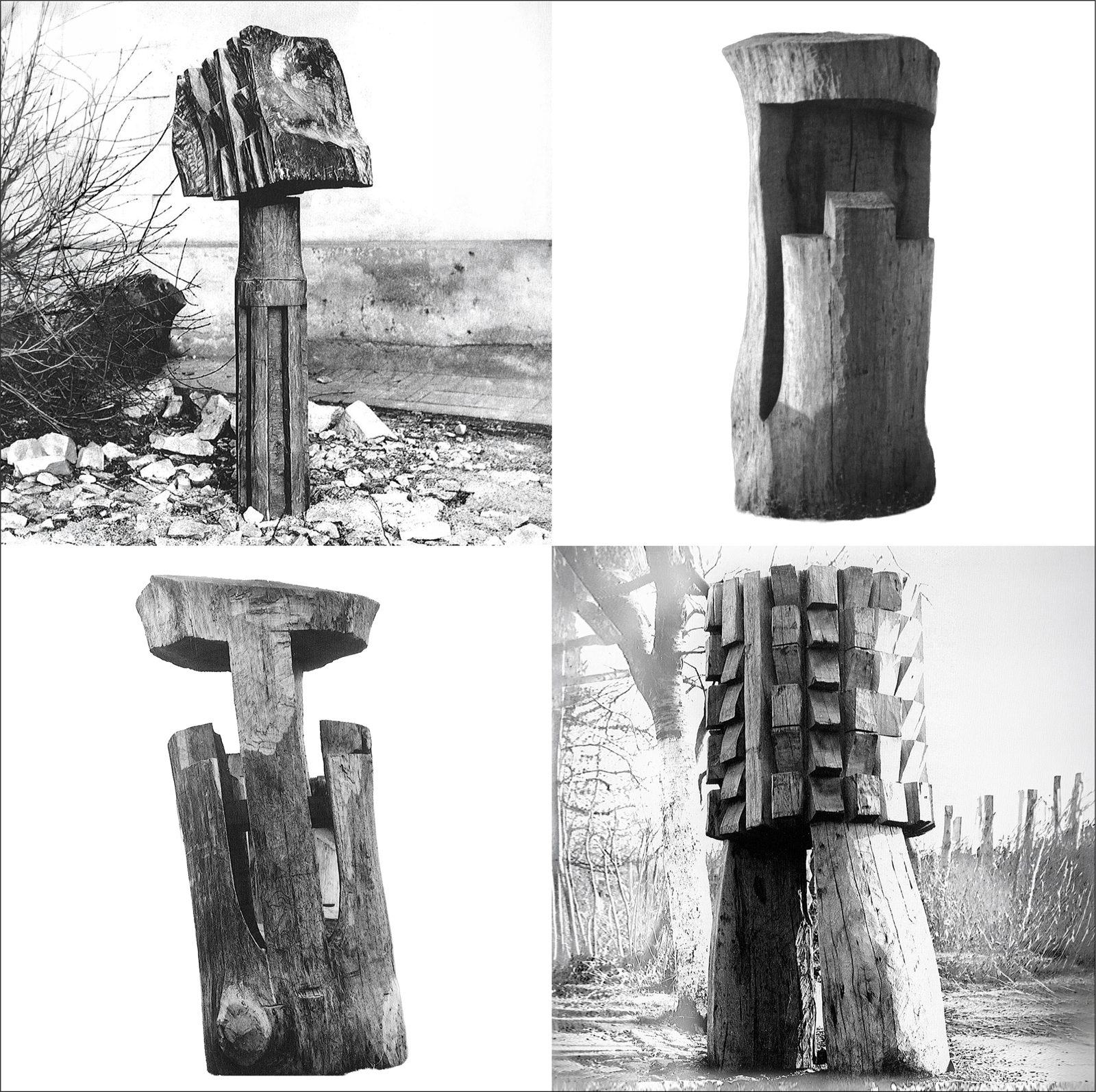 Patru sculpturi în lemn: Laponă și Tați și fii, 1978