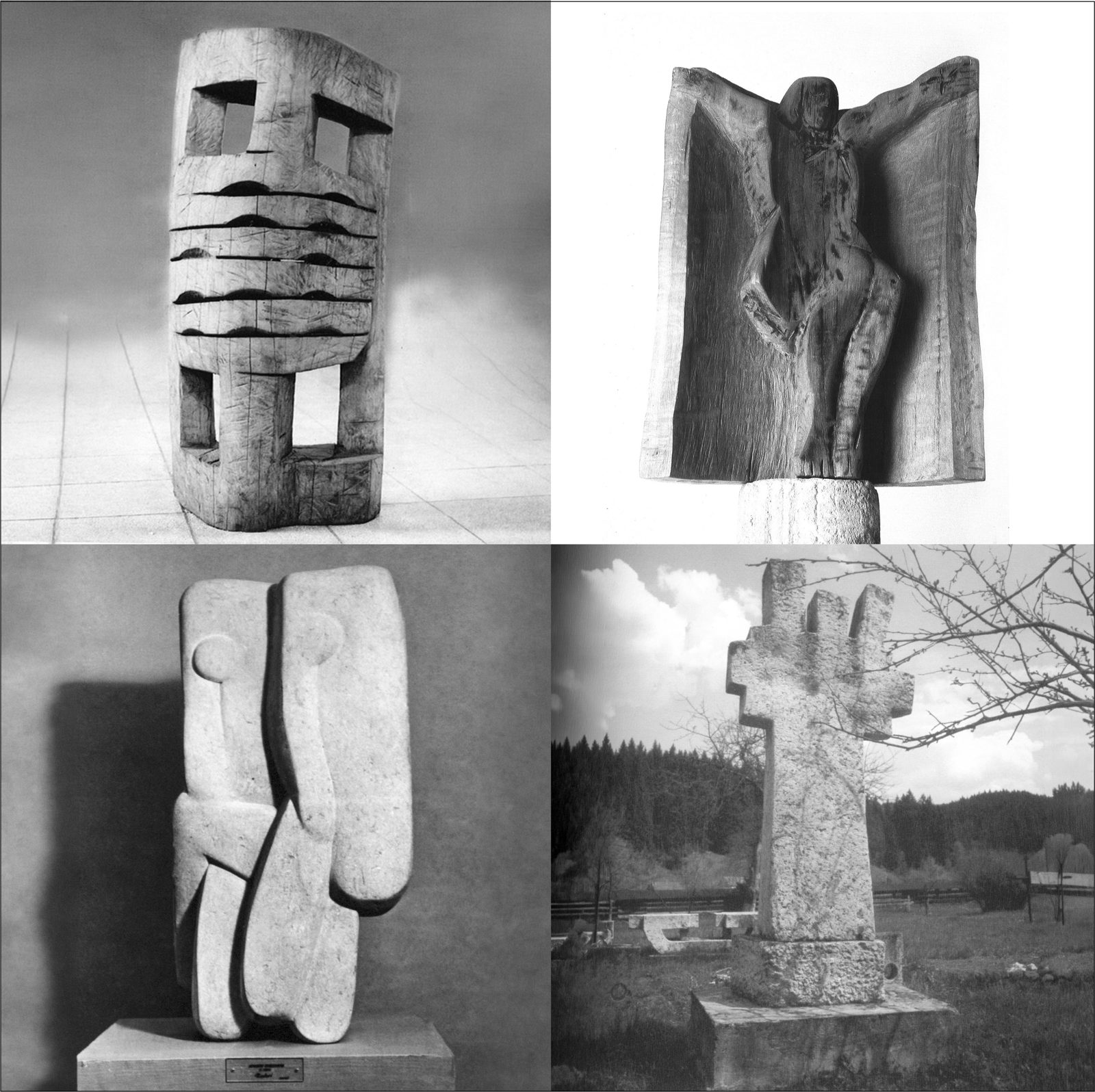 Patru lucrări: Compoziție, Crist, Nuduri și monumentul funerar al lui Petru Comărnescu